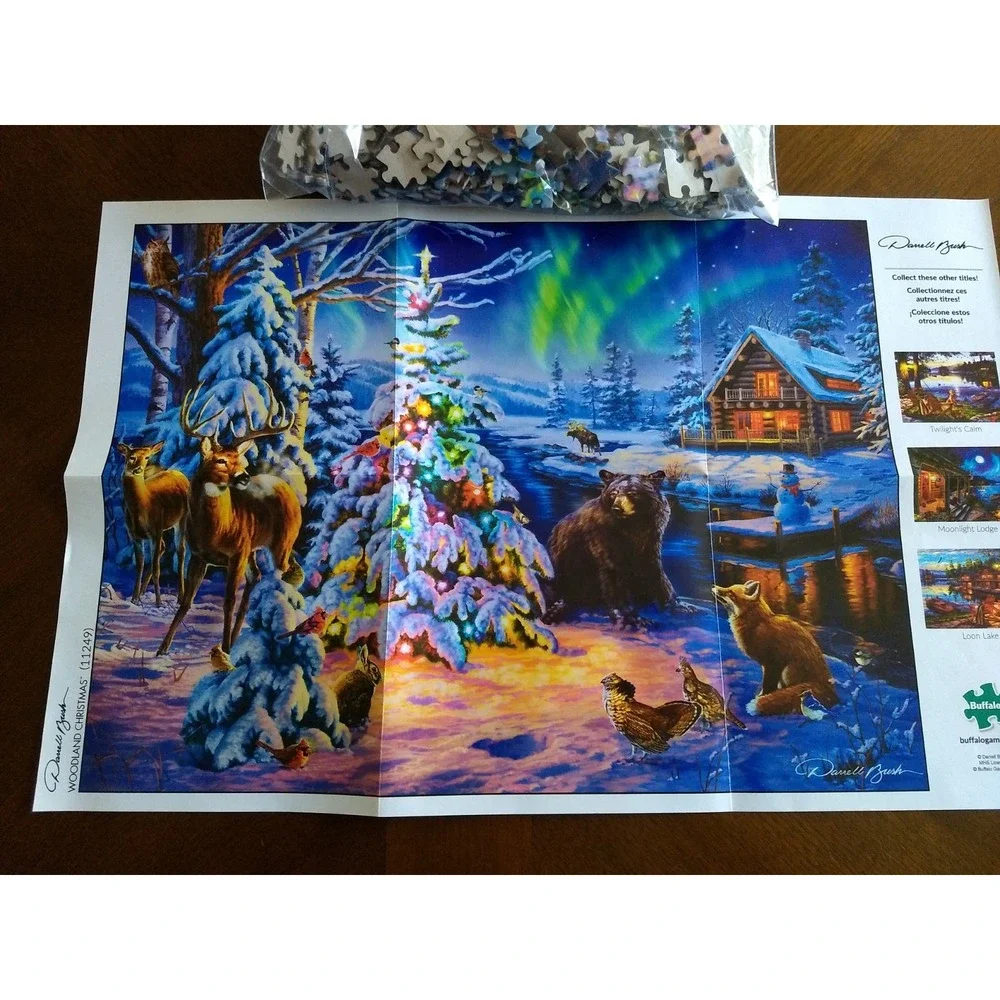 Buffalo Games Jigsaw Puzzle 1000 Pc Woodland Christmas Animals Complete‎ Poster
